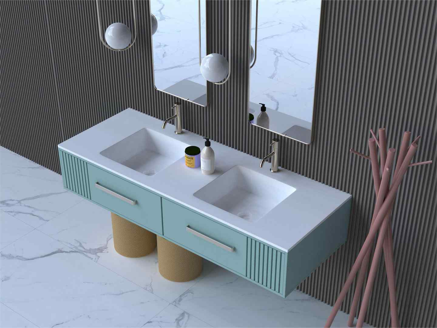 bathroom green double vanity from Cpingao