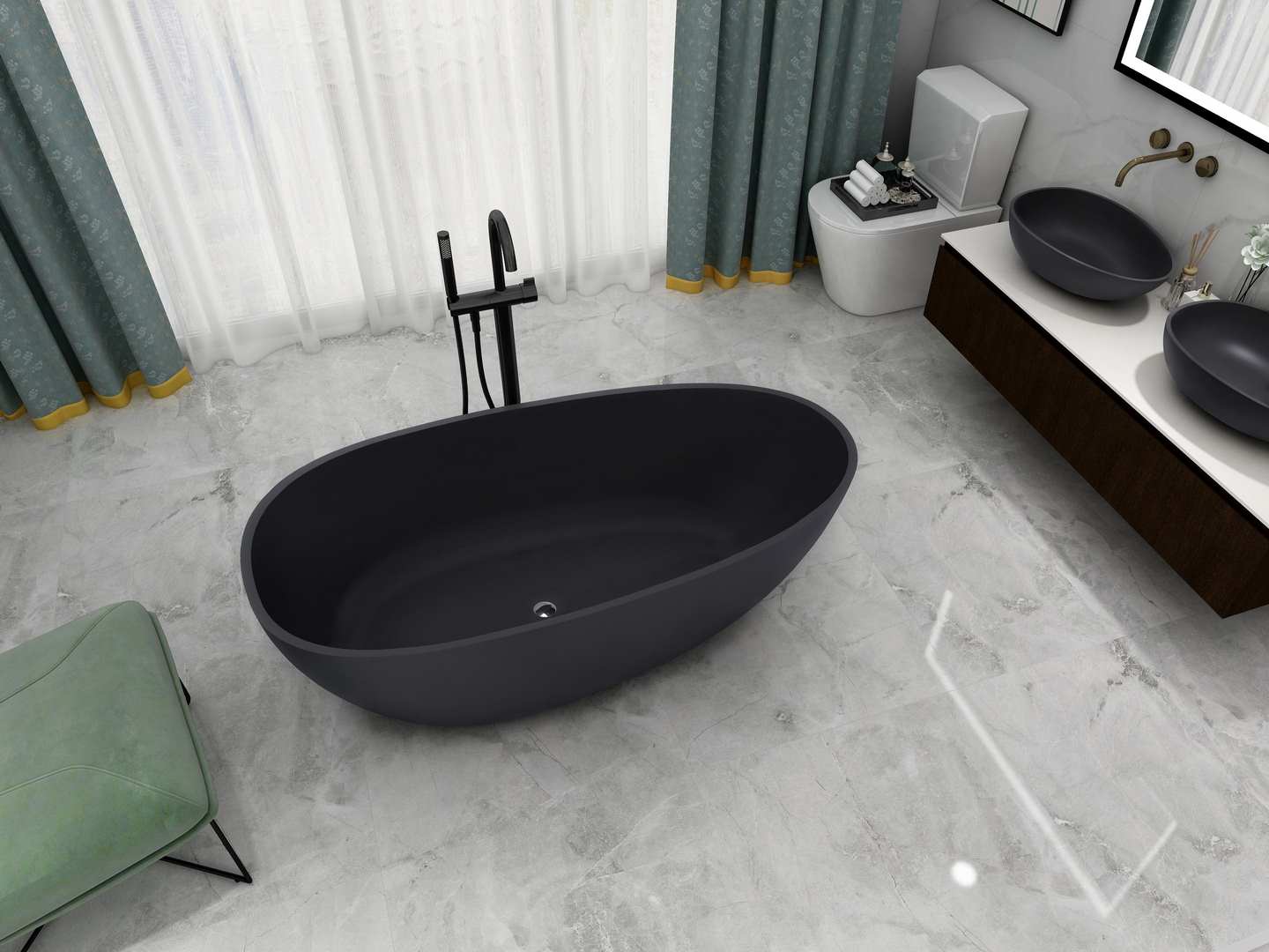 black bathroom bathtub from Cpingao