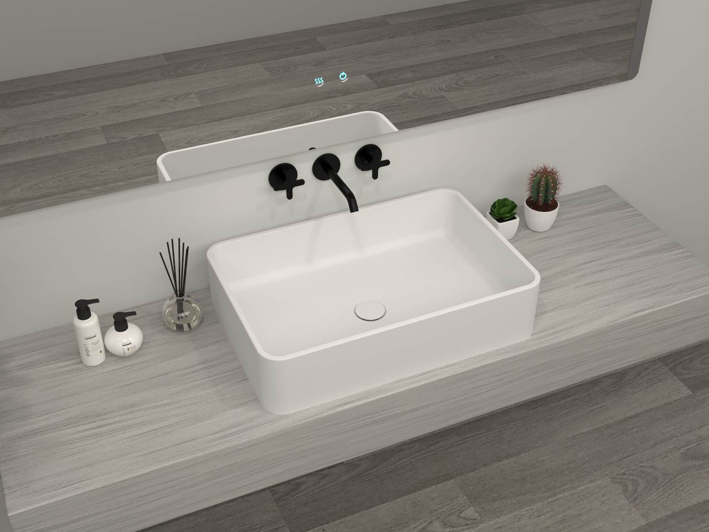 freestanding washbasin ps-2219(Pure Acrylic Solid Surface)square above counter bathroom sink