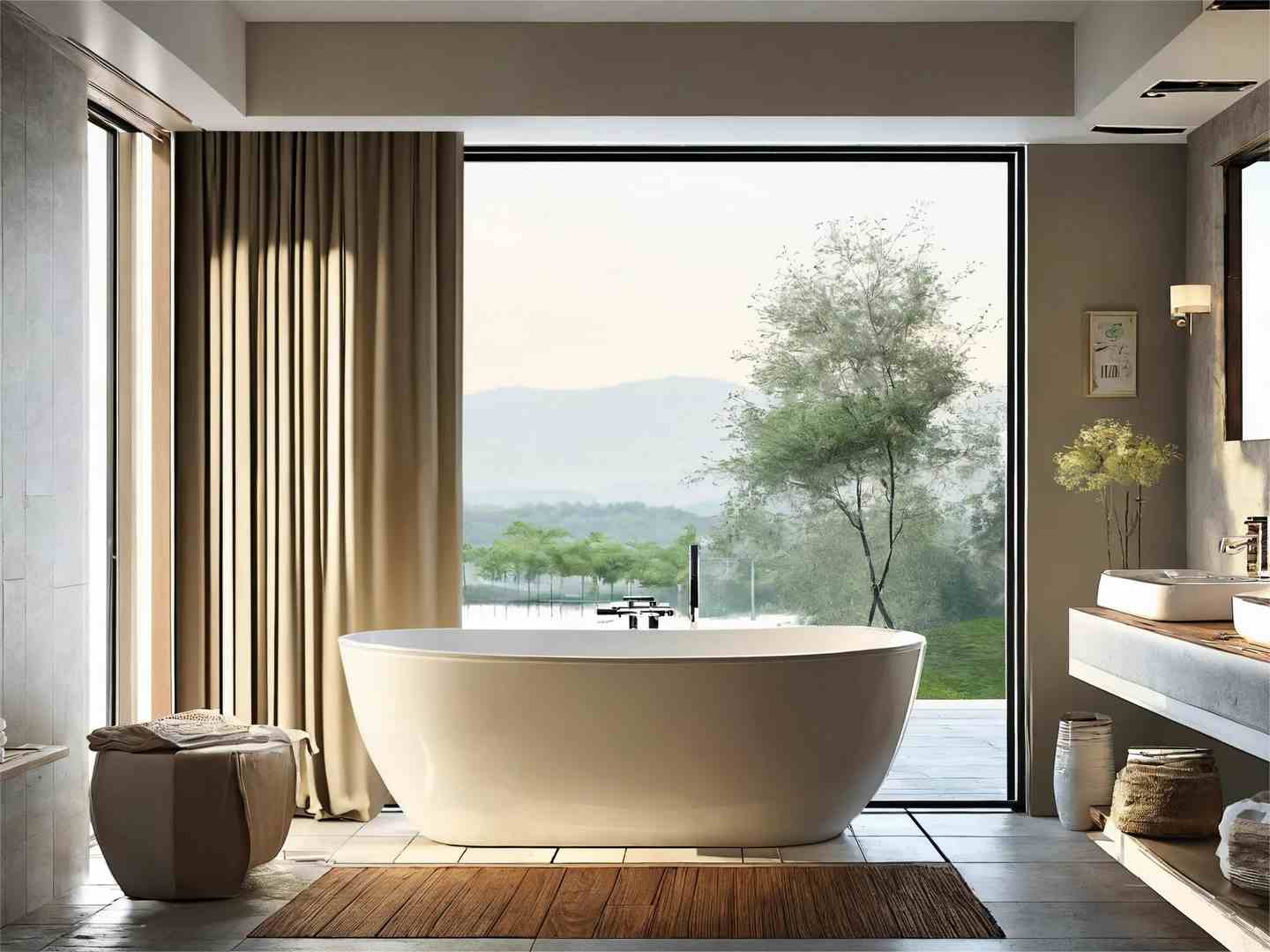 Modern style scene with a clean and tidy bathroom 