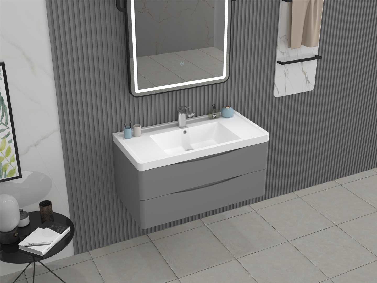 Wall-mounted washbasin with vanity in batheoom from Cpingao