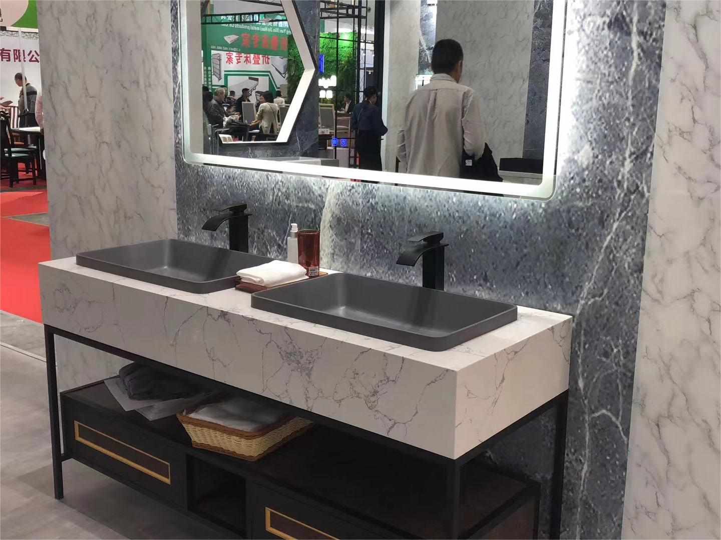 2022 Guang Zhou Fair from Cpingao bathroom products acrylic basin with cabinet