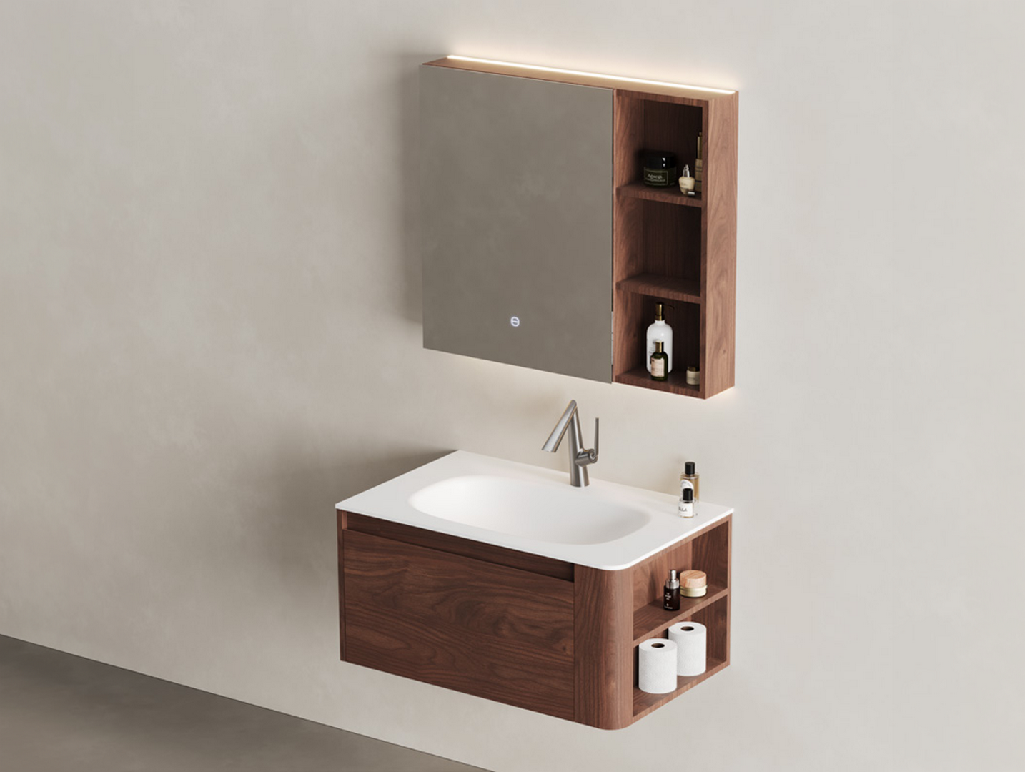 LG-2501B Modern integrated basin bathroom cabinet