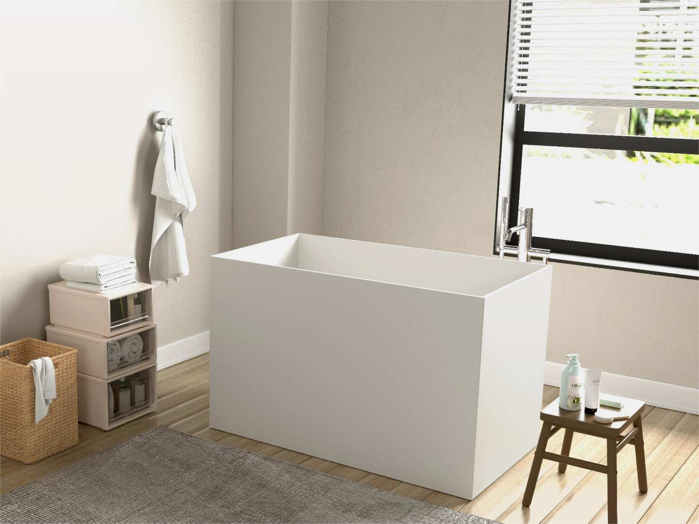 Freestanding solid surface rectangular bathtub from Cpingao China