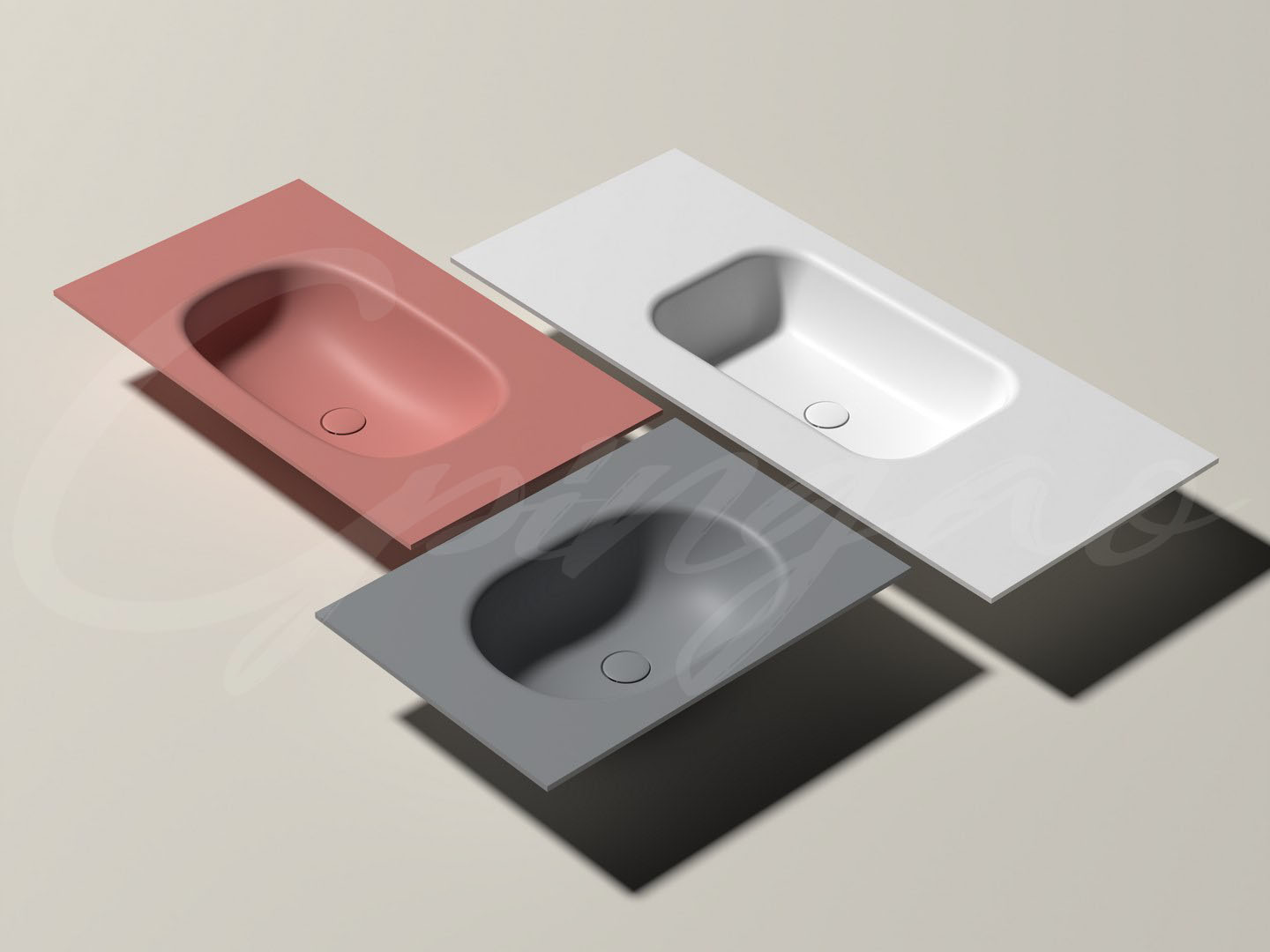 A Integrated Basin made of solid surface PMMA material that can be customized in a variety of colors