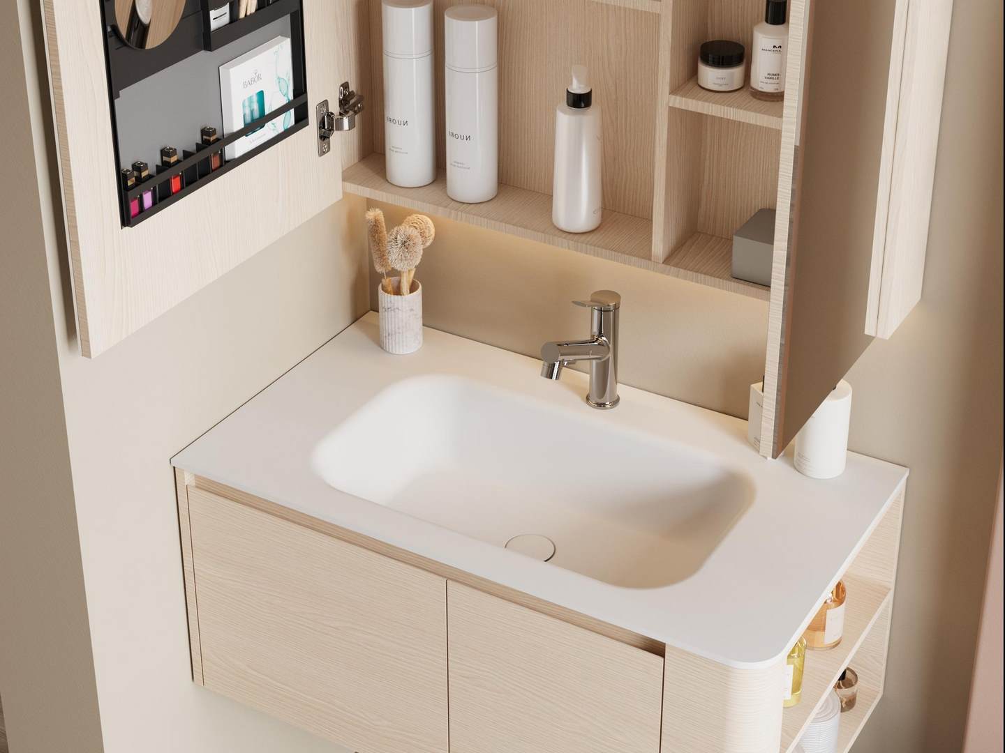 integrated sink countertop solid surface basin3