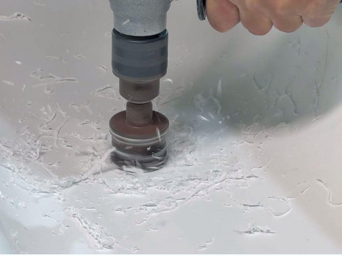 Solid Surface hot pressed integrated basin punching process（Solid Surface Integrated Basin Production Process）