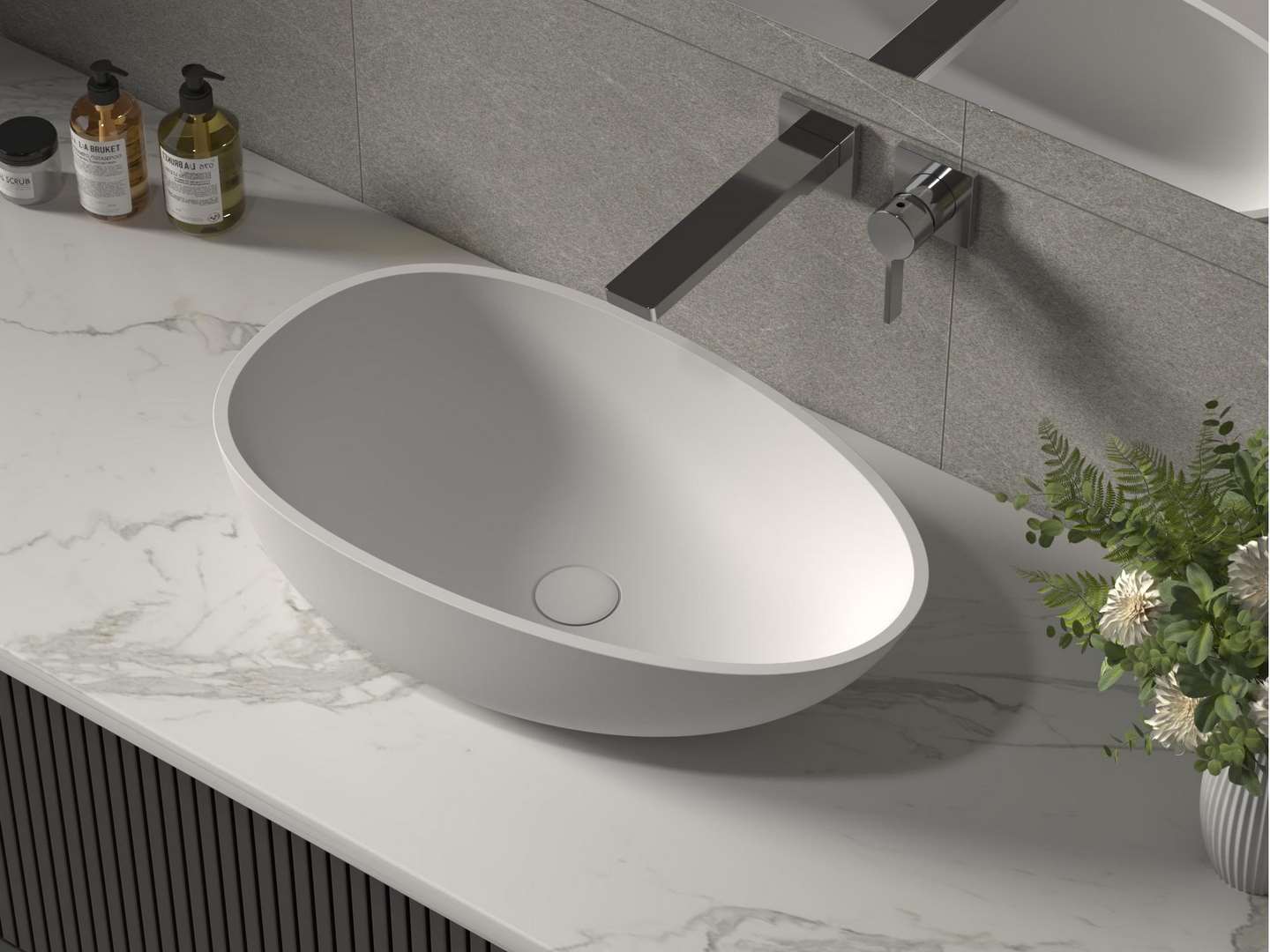Sollid surface material above counter basin PS-2216-1